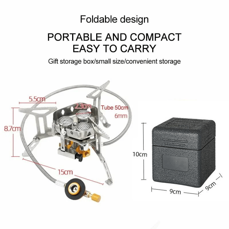 Camping stove package contents stove and storage box