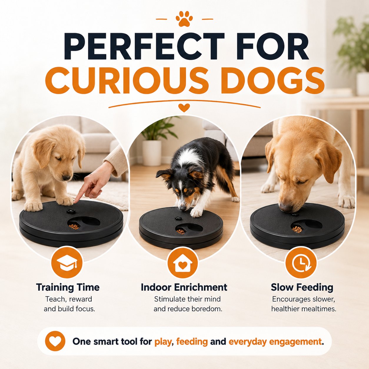 Dog enrichment feeder for training and indoor play