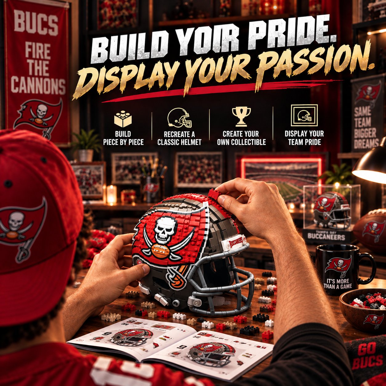 Buildable football helmet construction process