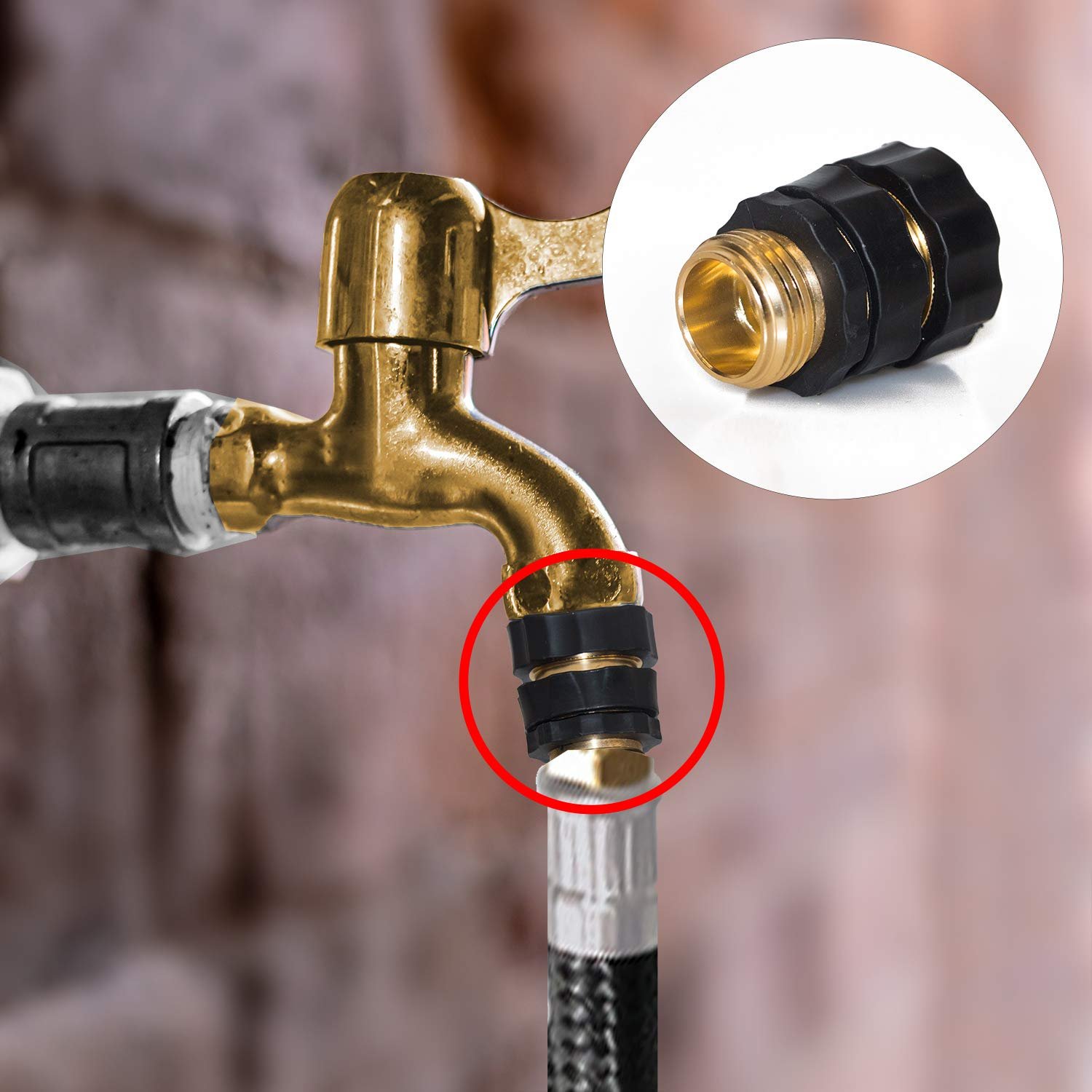 Garden hose connector easy connect design