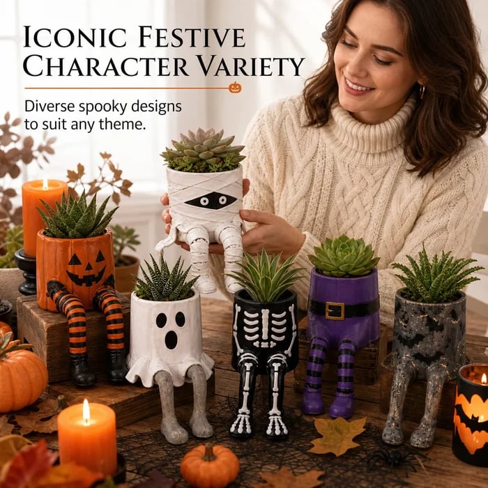 Halloween character planter collection