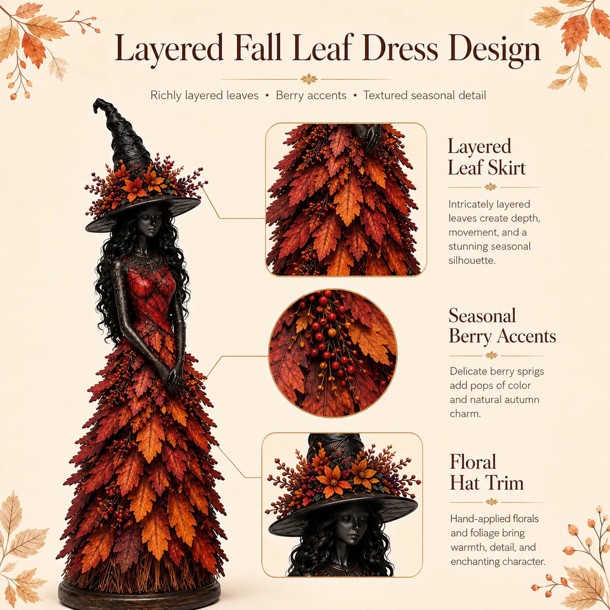 Detailed seasonal witch figurine