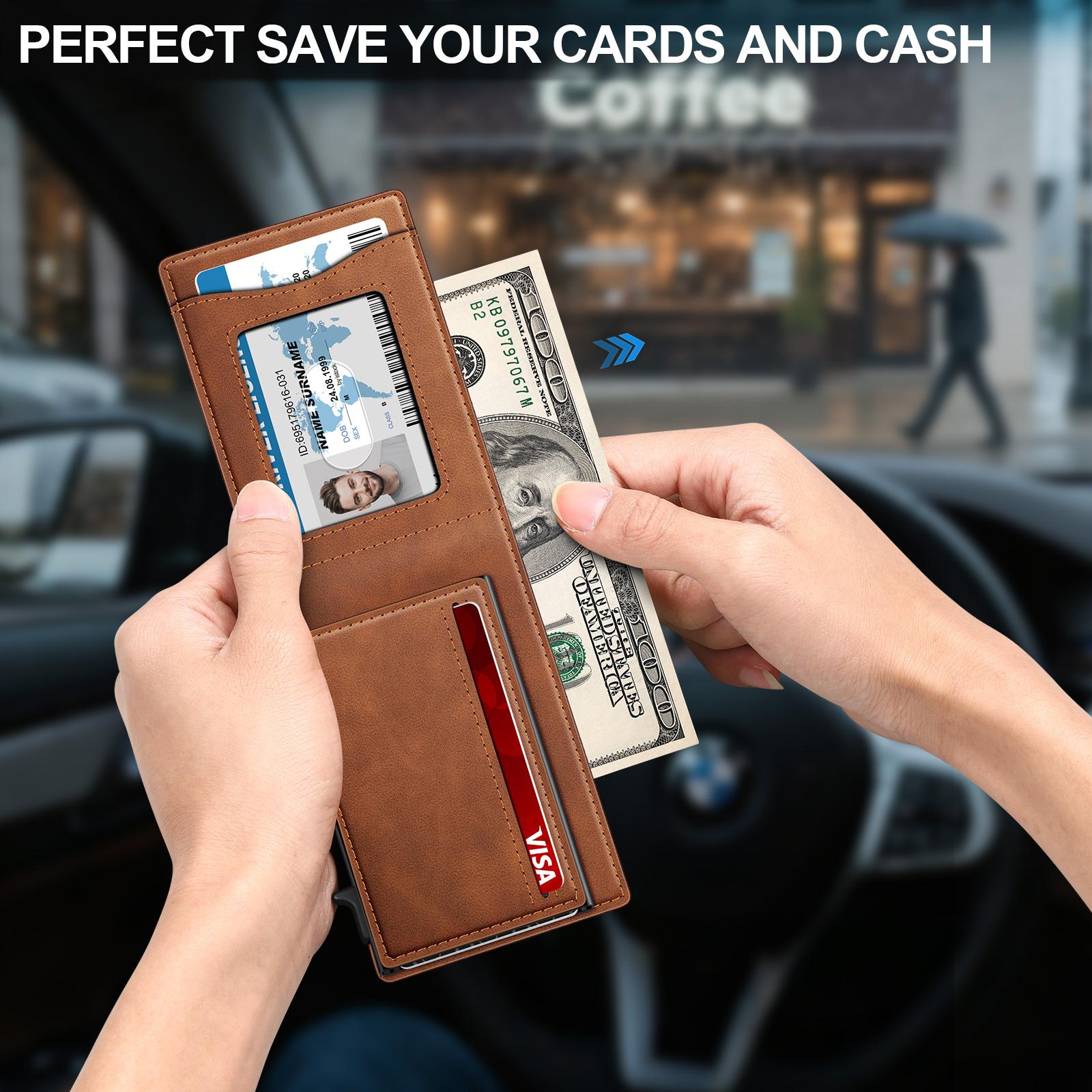 Men's RFID Minimalist Bifold Wallet - 1 ID Window, Pop-Up Card Holder, Money Clip, Gift Box Included - for Summer Vibes, Outdoor Fun,summerwins,sohochic Men's RFID Minimalist Bifold Wallet - 1 ID Window, Pop-Up Card Holder, Money Clip, Gift Box Included - for Summer Vibes, Outdoor Fun,summerwins,sohochic