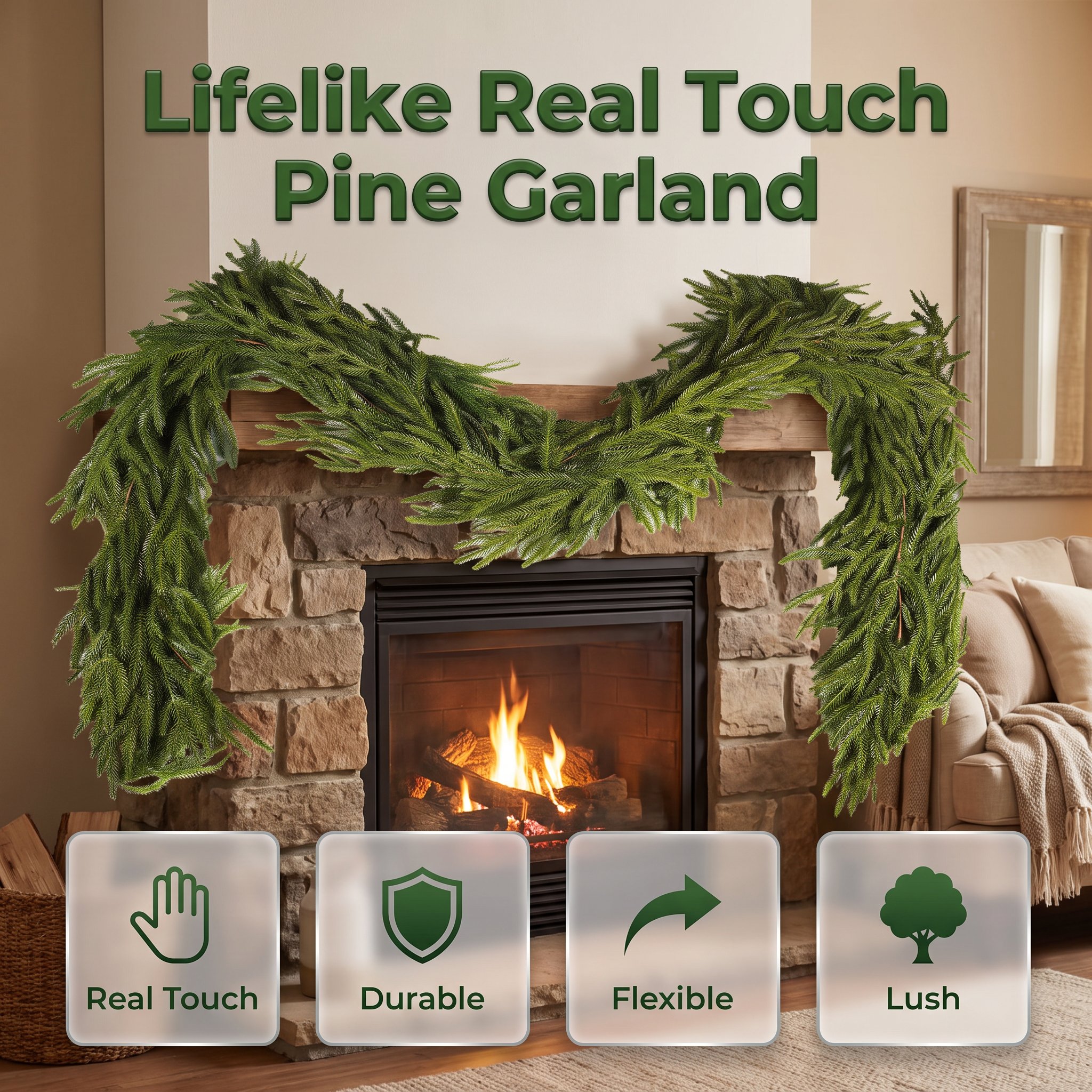 Close-up of realistic pine needles