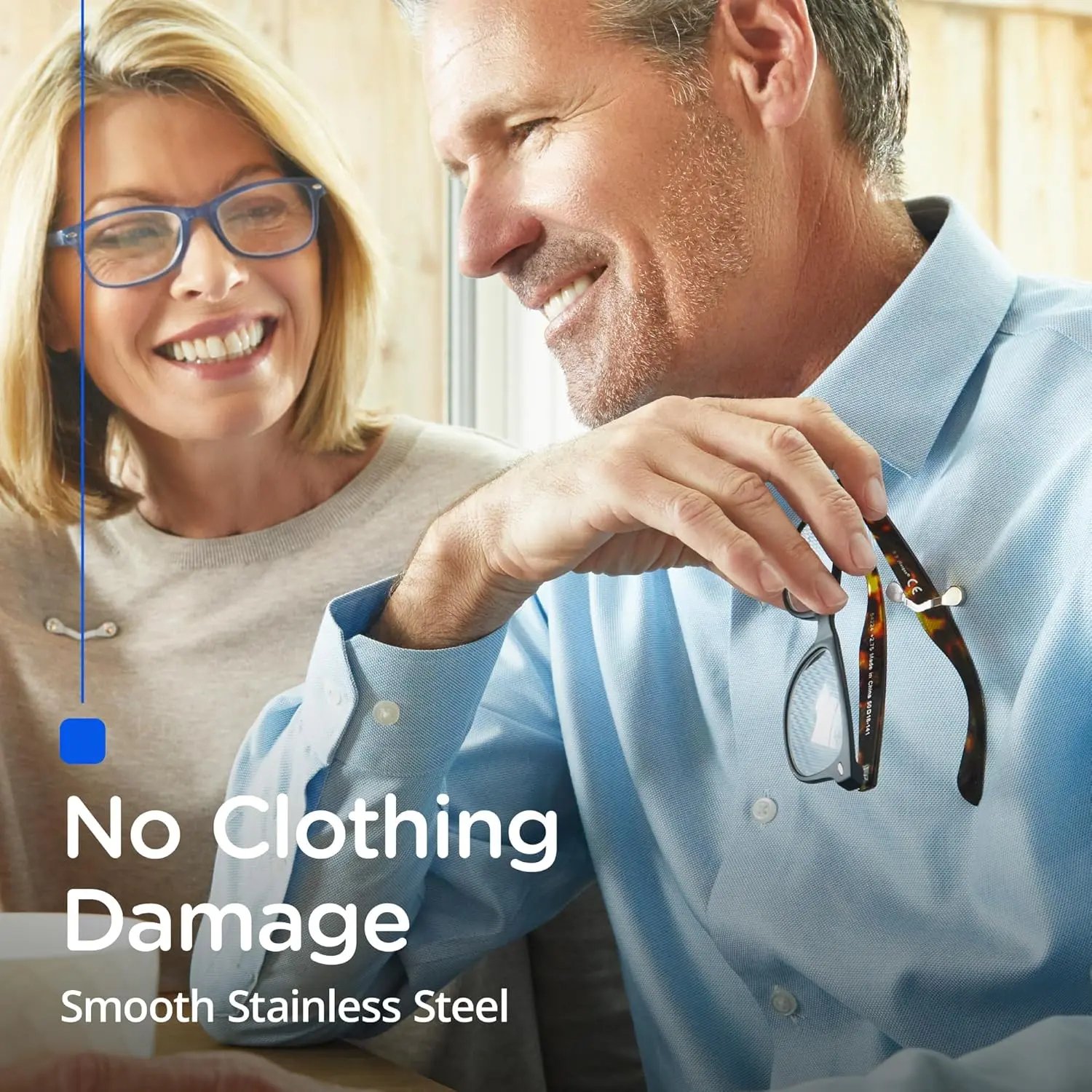 Eyeglass holder that helps protect clothing