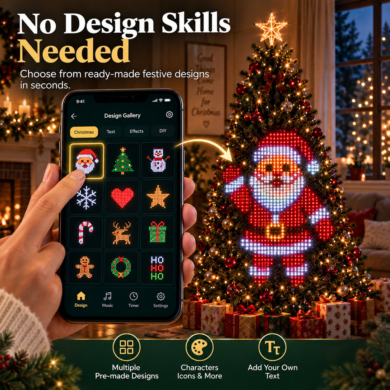 Phone and remote control for smart Christmas tree lights