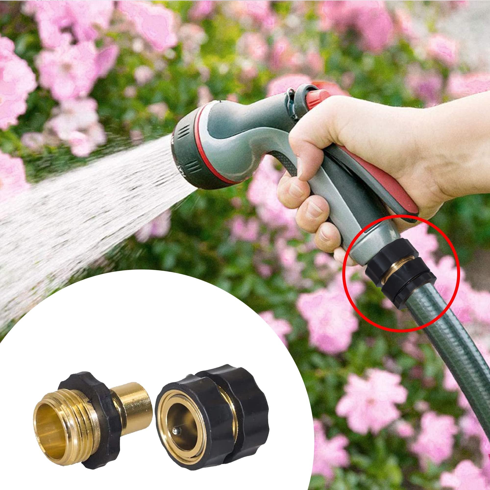Garden hose quick connector package includes