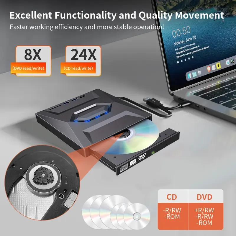 Cd Player In Computer Retro Laptop CD DVD Player USB C 3.0 Portable CD Burner - Itemmatter