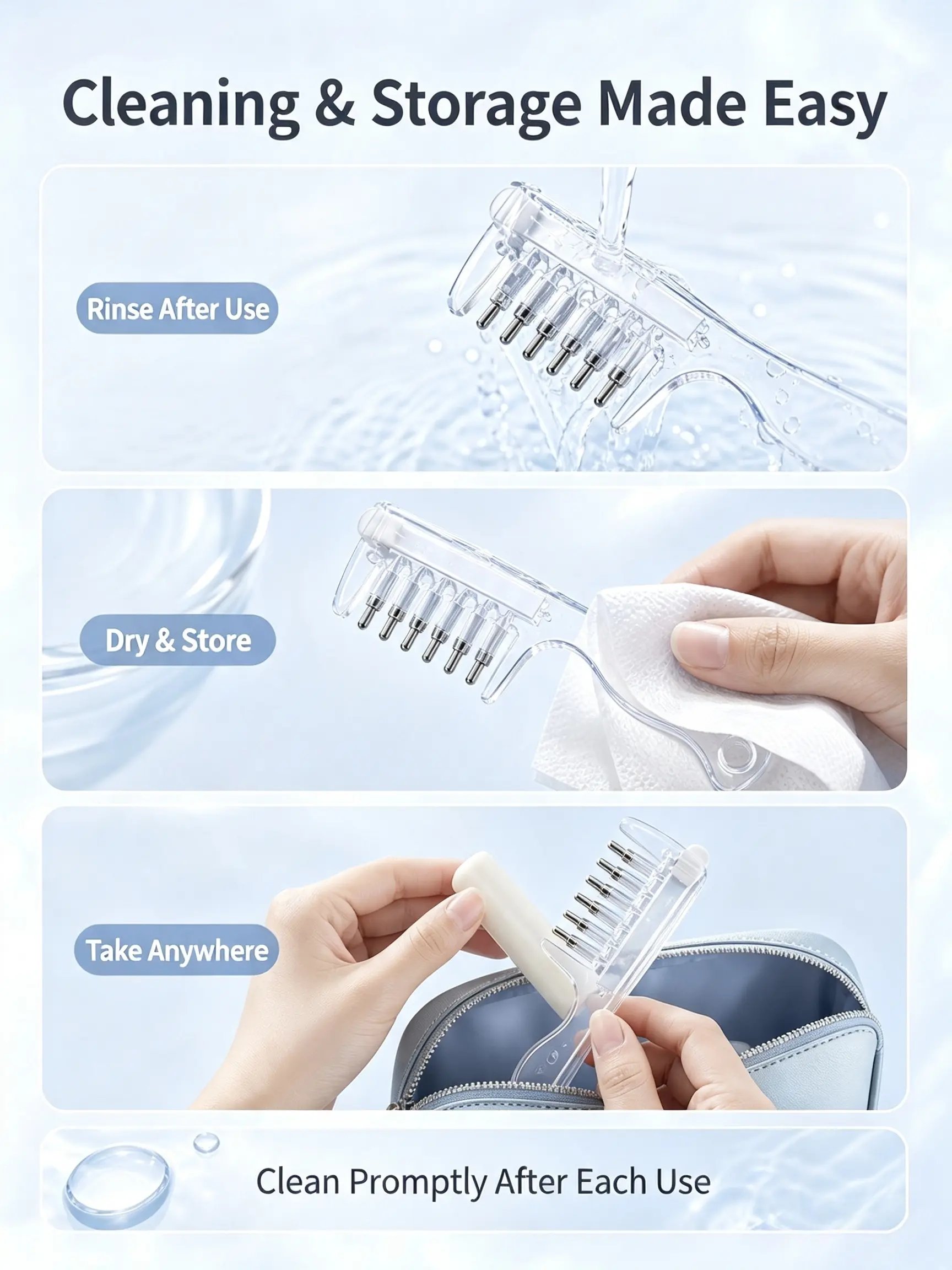 Transparent refillable scalp applicator reservoir
