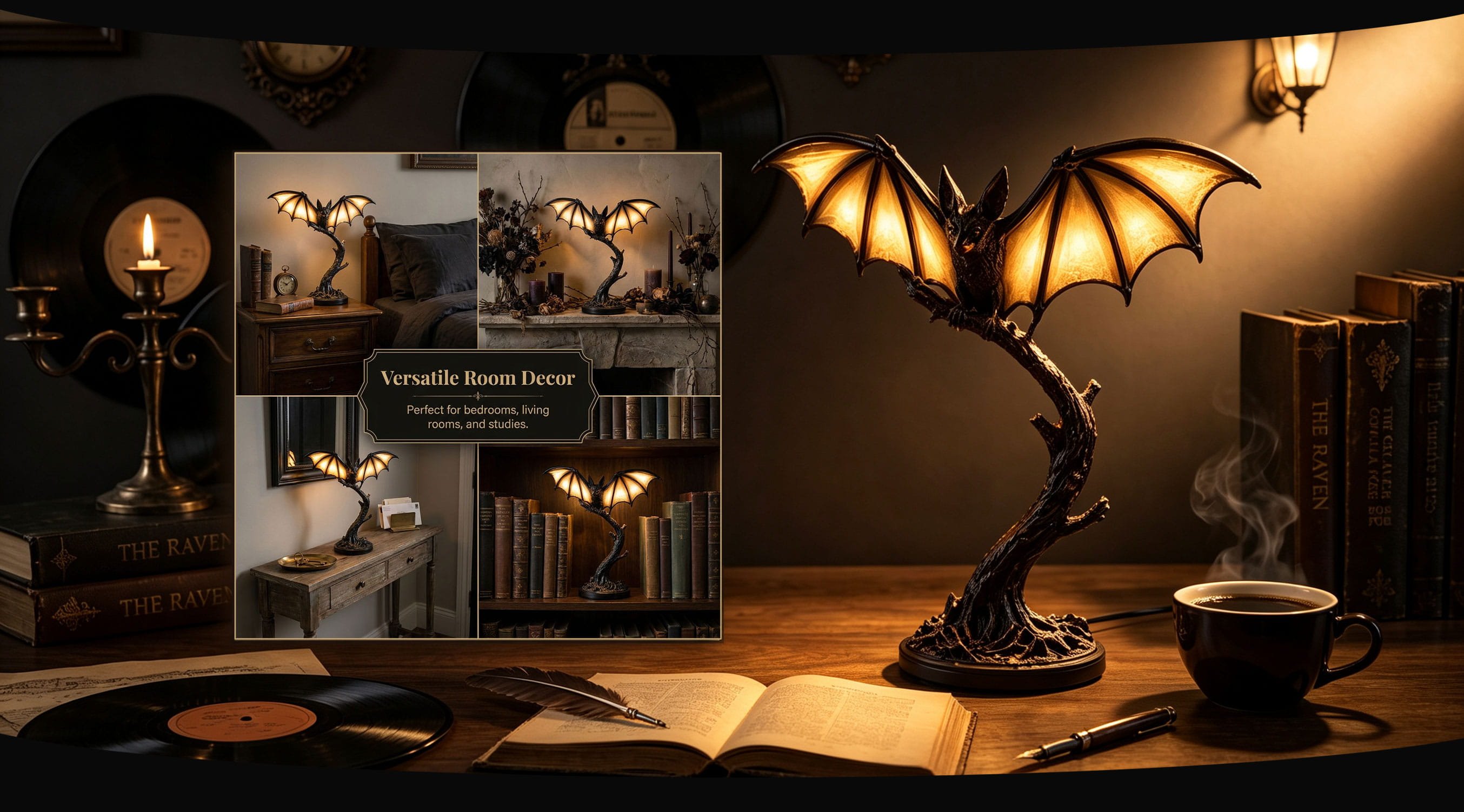 Glowing bat desk lamp lifestyle