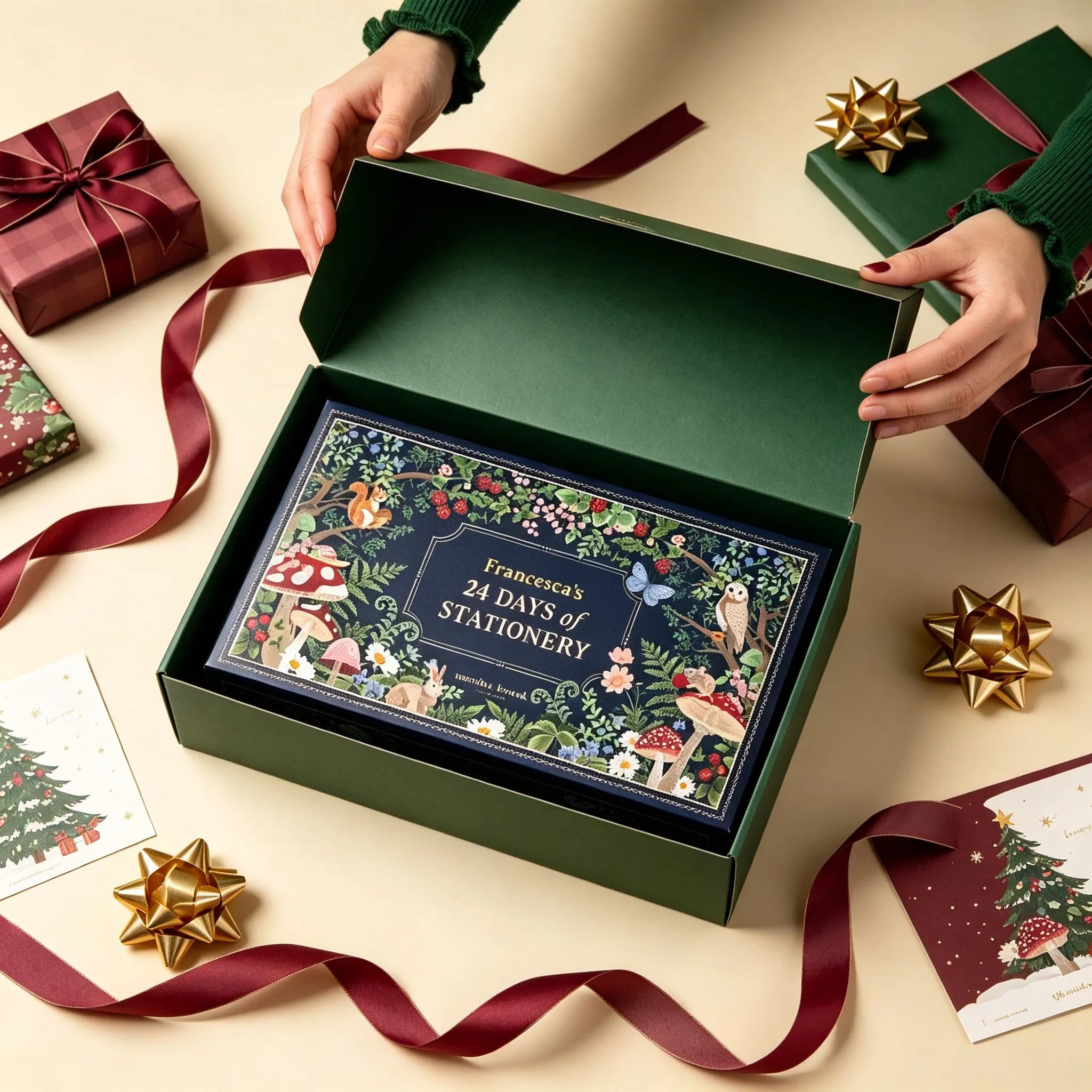Stationery Advent Calendar presented in Christmas gift box