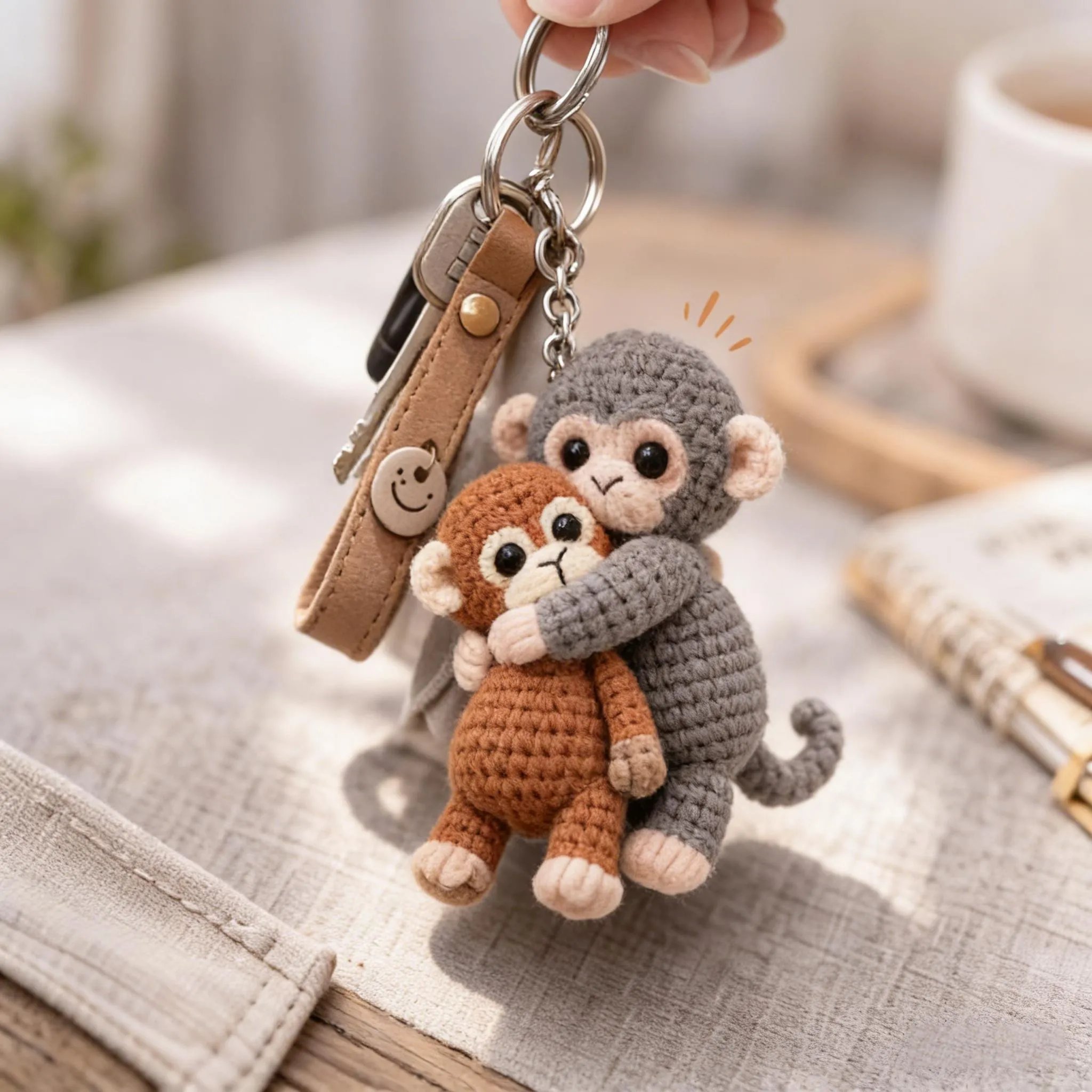 Crochet Monkey Keychain