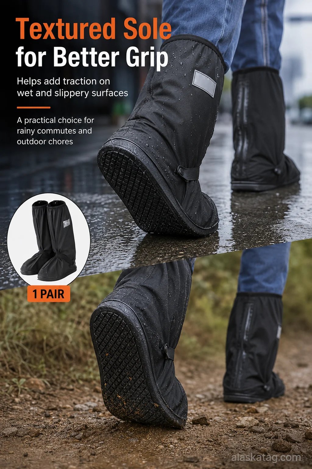 Textured sole for better grip on wet surfaces