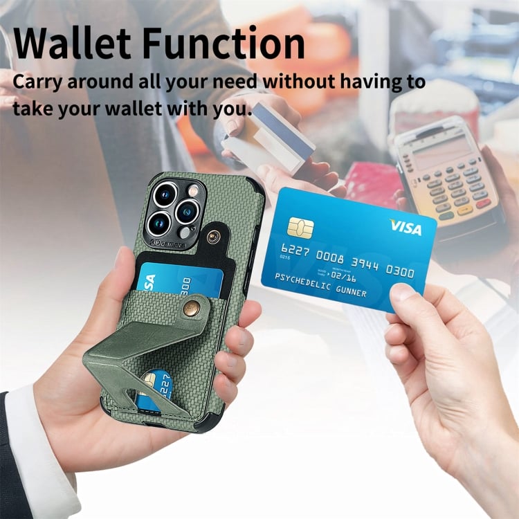 For iPhone 13 Pro Max K-shaped Magnetic Card Phone Case (Green) - 3