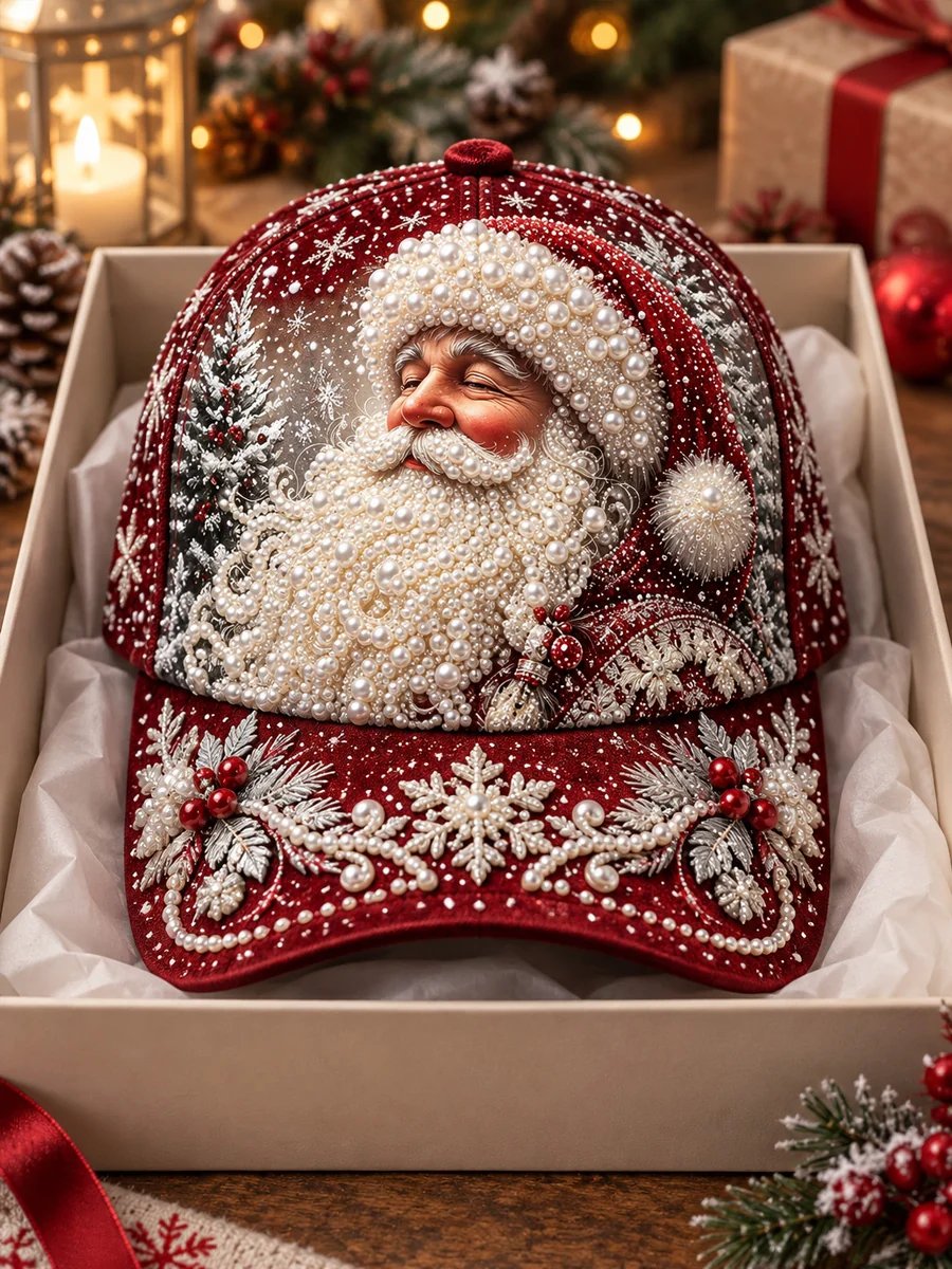 Snowflake Santa Christmas baseball cap design
