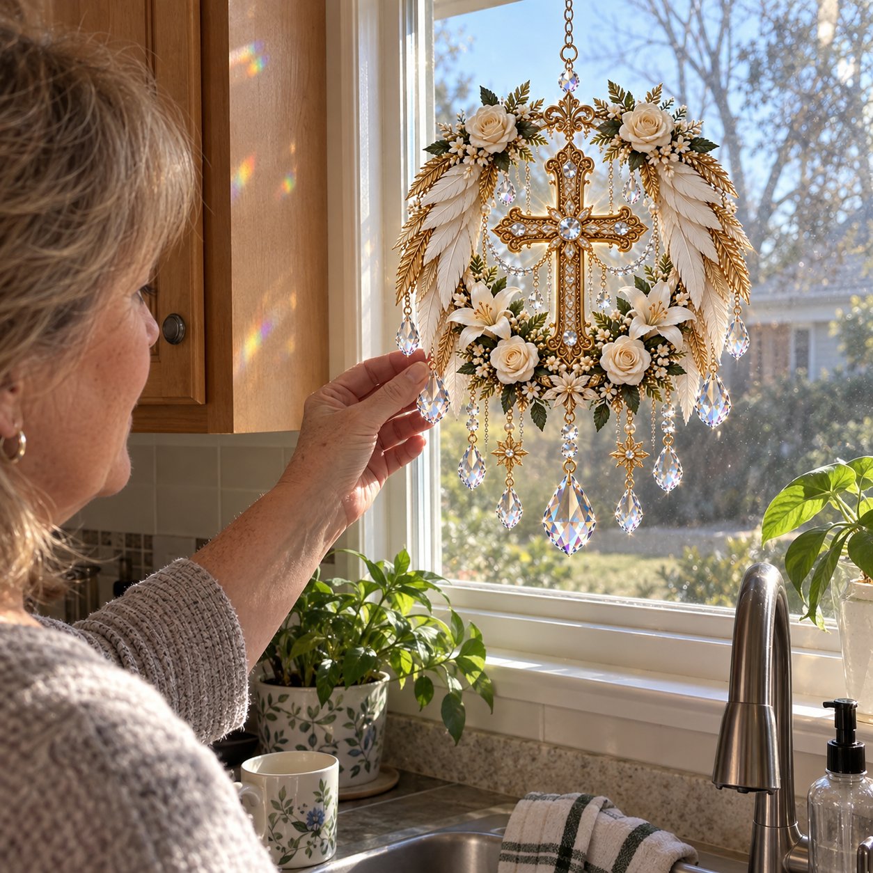 Cross &amp; White Flowers lifestyle scene from the source product gallery