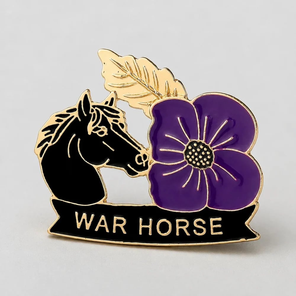 War Horse Purple Poppy badge keepsake display