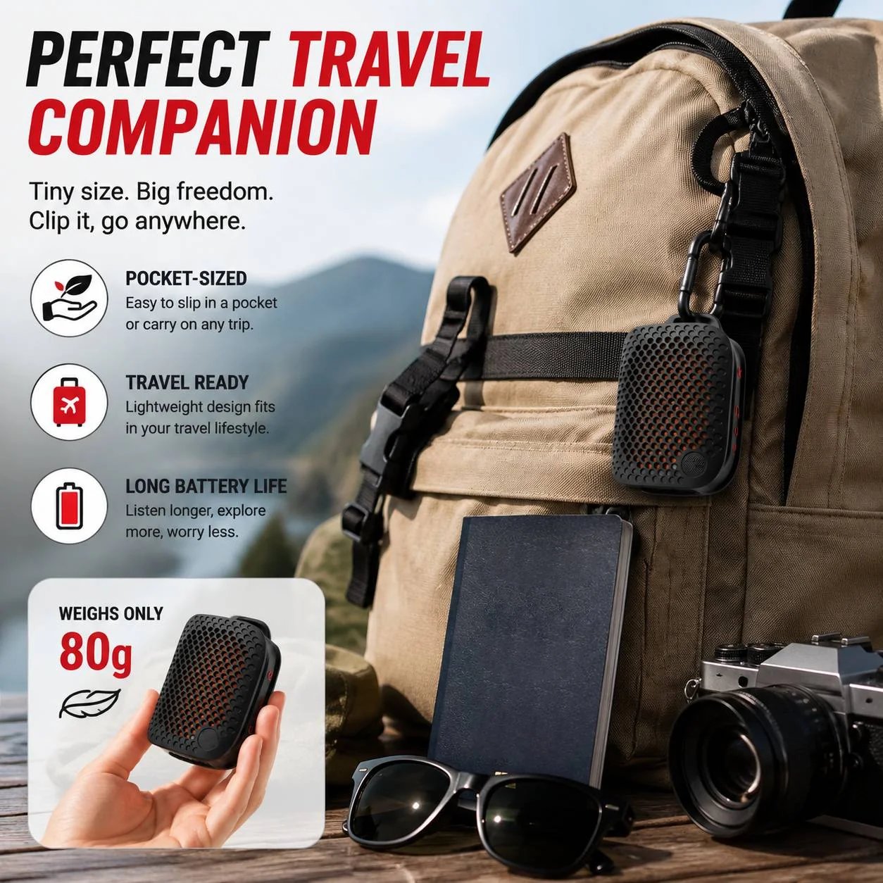Wearable wireless speaker for outdoor use
