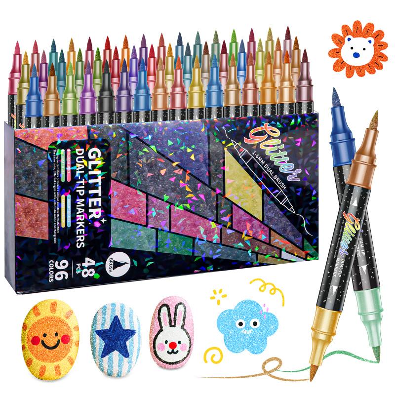 Glitter brush markers