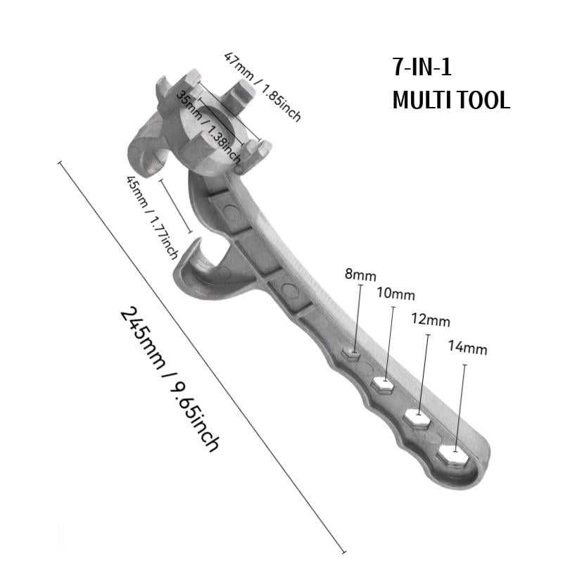 7-in-1 Aluminum Bung Wrench - Heavy Duty Drum & Bucket Opener for 5–55 Gallon Barrels, Non-Sparking Multi-Size Cap Removal Tool