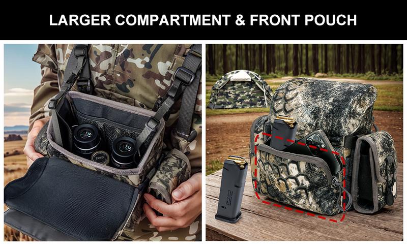 Binocular Harness Chest Pack: Waterproof Bino Case with Rangefinder Pocket for Hunting Birdwatching and Hiking