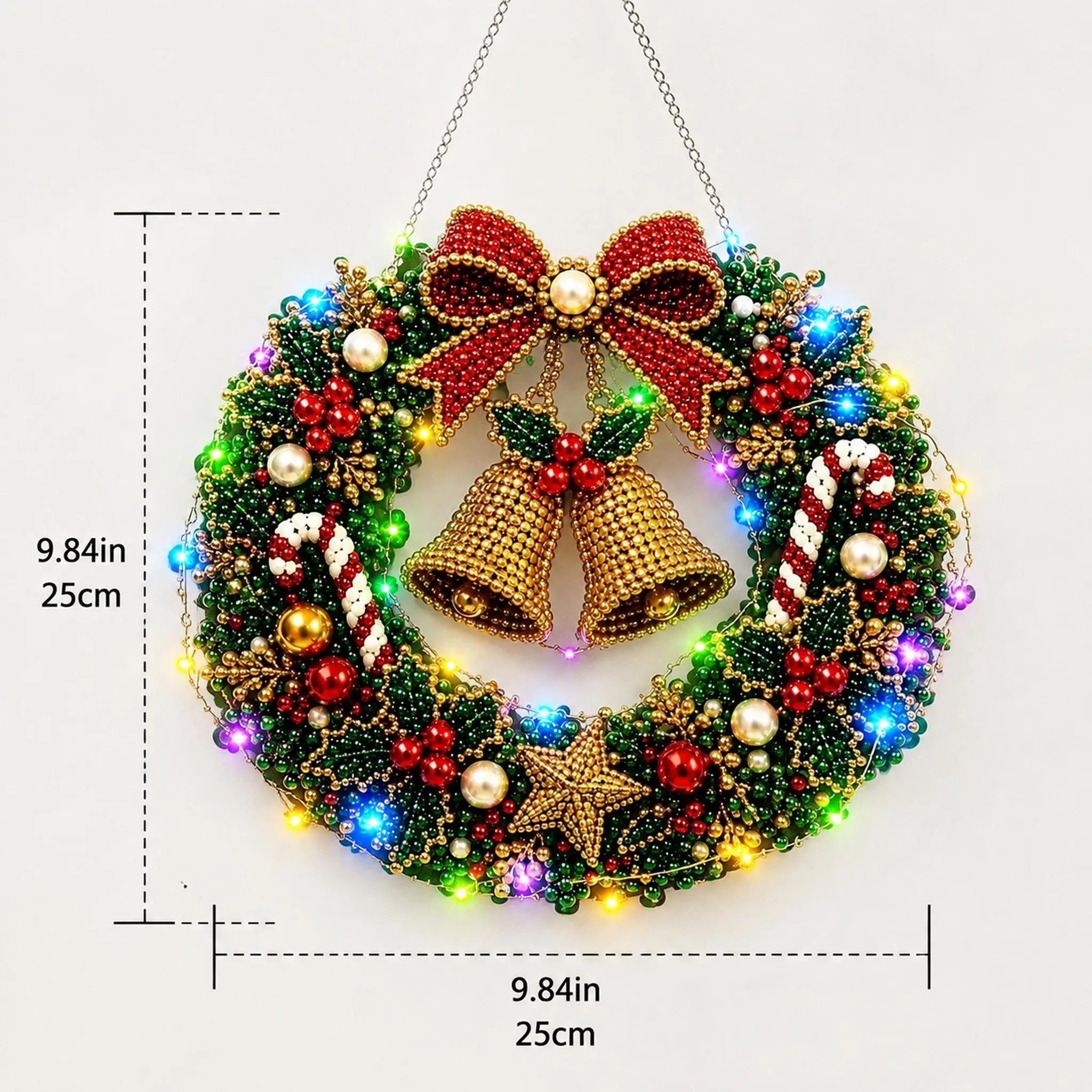 Christmas wreath pendant product size and shape