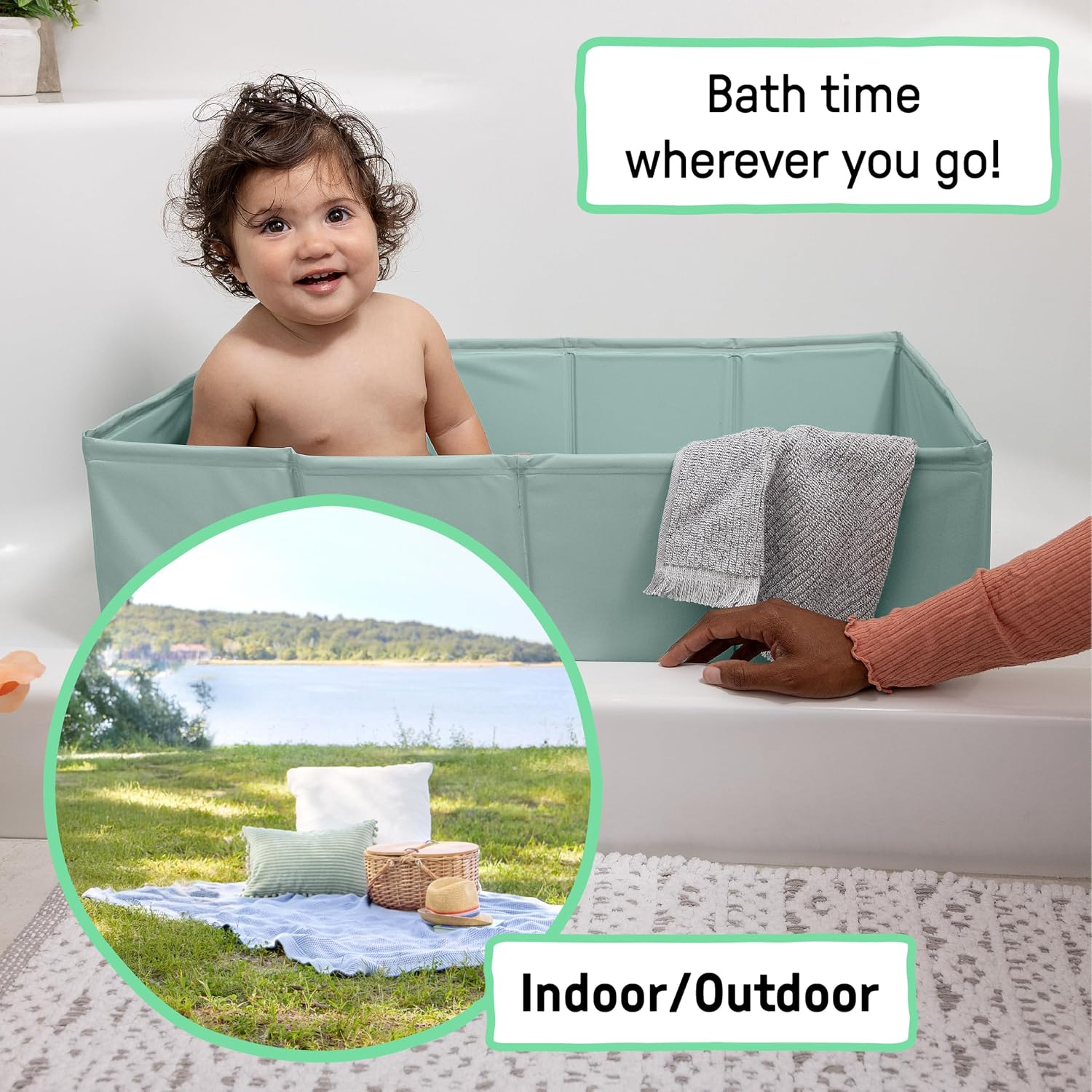 Tub used outdoors on grass